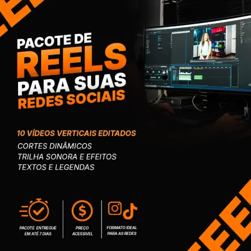 Pacote de 10 vídeos editados para Redes Sociais