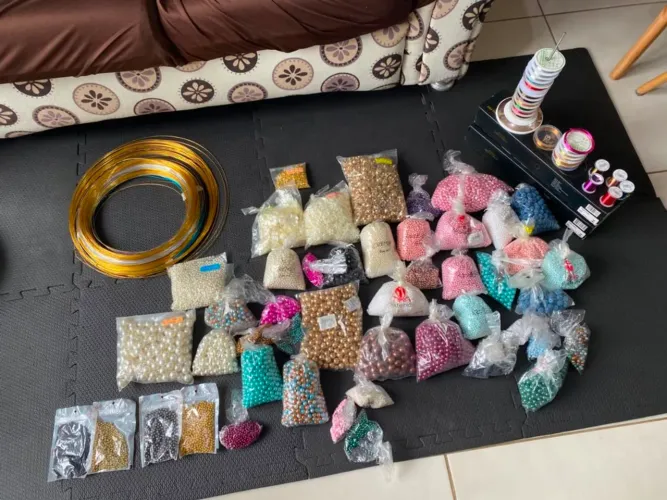 Kit pérolas 100% ABS + Arame de alumínio - diversas cores e tamanhos para artesanato