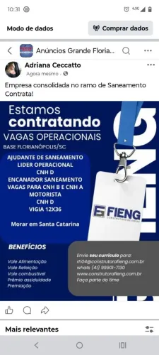 Contratação área operacional 