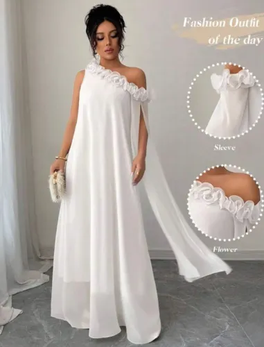 Vestido longo ombro a ombro Branco