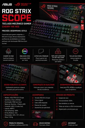 ASUS ROG Strix Scope - Teclado Mecânico Gamer 100%