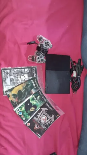 PlayStation 2 Slim Completo com Controle, Cabos e Jogos ? PS2 Funcionando