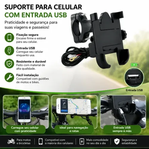 Suporte Celular Alumínio Moto E Bike Inova Modelo MD-12379