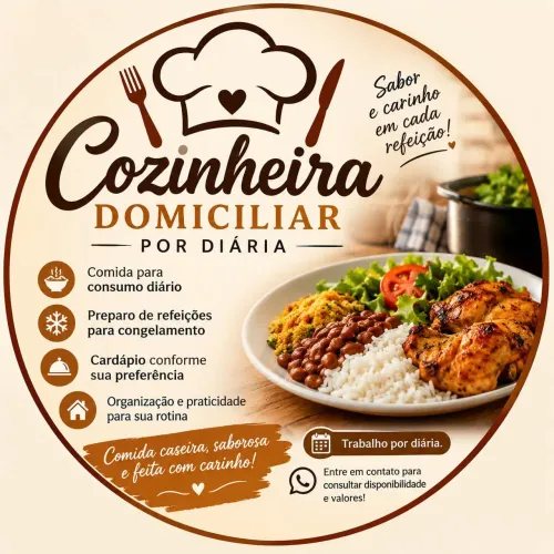 Cozinheira domiciliar por diárias ZAP *40