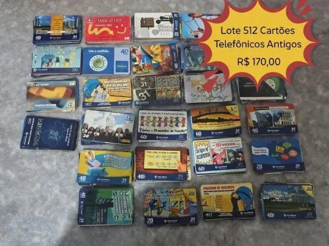 Lotes de cartões telefônicos antigos