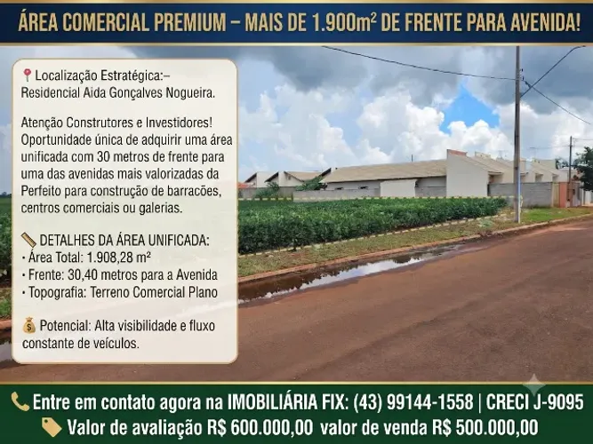 ÁREA COMERCIAL PREMIUM - MAIS DE 1.900m² DE FRENTE PARA AVENIDA!