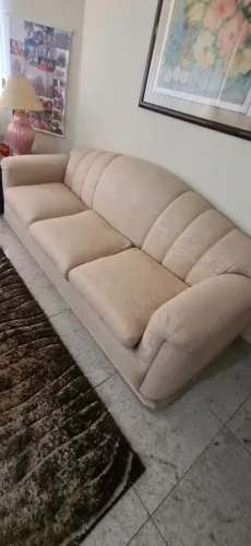 Sofás Vintage tecido bege encorpado com relevo floral 3 Lugares e 2 Lugares