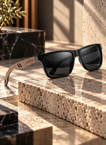 Óculos De Sol Masculino Kingseven Haste De Madeira Preto Polarizado