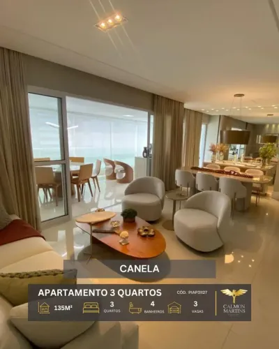 APARTAMENTO 3 QUARTOS (2 SUÍTES), 135M², NO CANELA
