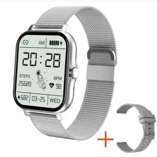 Smartwatch Prata Faz e Recebe Chamadas + 2 Pulseiras | NOVO