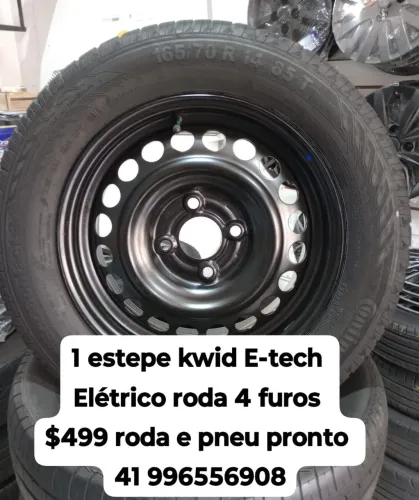 Roda Kwid e-tech elétrico 4 furos roda e pneu pronto. Estepe montado original Renault 
