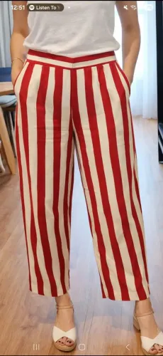 Calça listrada de viscose 