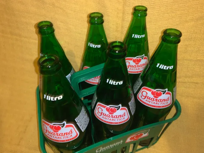 6 Garrafas Guaraná ANTÁRTICA 1 Litro com Caixa - Colecionador