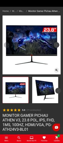 Monitor Pichau 24 Polegadas, IPS , 1 MS 100hz
