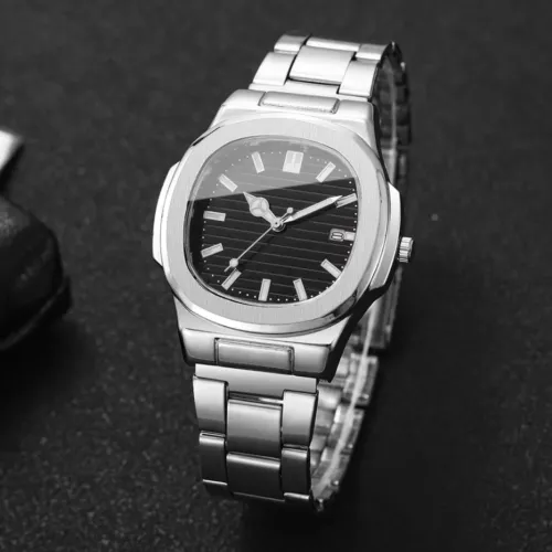 Relógios de negócios de luxo para homens, moda, pulseira de aço inoxidável quadrada