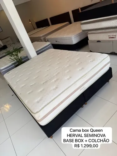 Cama box queen Size colchão Herval mais base box