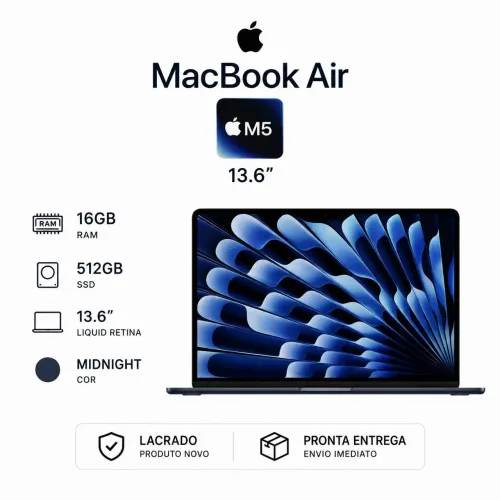 MacBook Air M5 13.6? 512 SSD 16gb de ram / midnight / lacrado