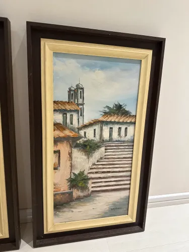 Quadros de casarios pintados à mão 