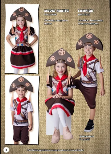 Fantasia infantil Lampião e vestido Maria Bonita - Festa Junina