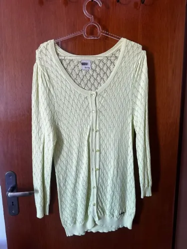 Cardigan Hering tricô verde claro tam. M