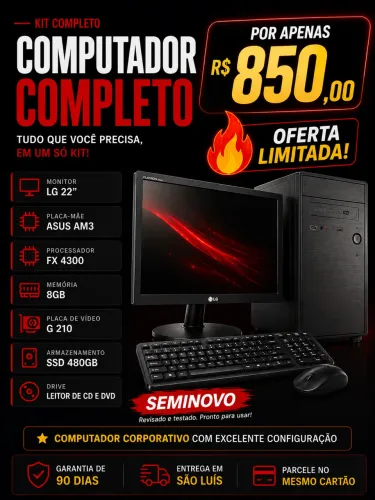 Computador Completo Seminovo - R$ 850