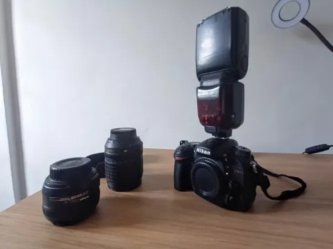 Câmera profissional d7200 Nikon flash sb900 lentes