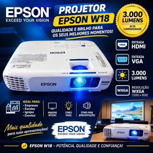 Projetor Power lite W18 3000Lumens