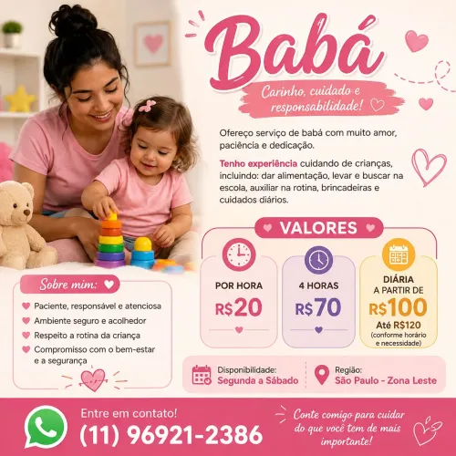 ? Babá - Cuidados com carinho e responsabilidade ?