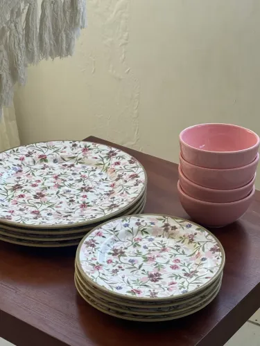 JOGO DE PRATOS RASO, SOBREMESA E BOWL