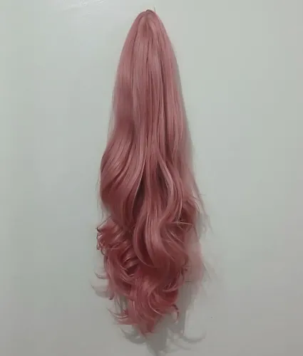 Peruca cabelo longo rosa 70cm