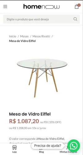 Mesa de vidro redonda 120cm 