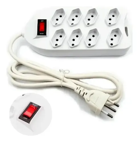 Extensão Elétrica 8 Tomadas 1,5 Metros Bivolt 110v/220v