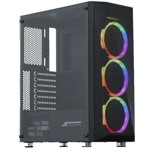 Gabinete SuperFrame Flow, Mid Tower, Vidro Temperado, Com 3 Fans RGB, Novo, Lacrado