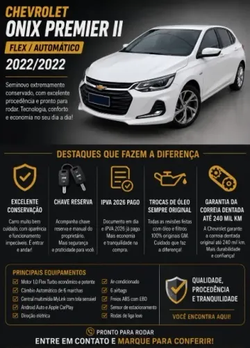 Chevrolet Onix Hatch Premier 1.0 12V TB Flex Aut. 4P 2022