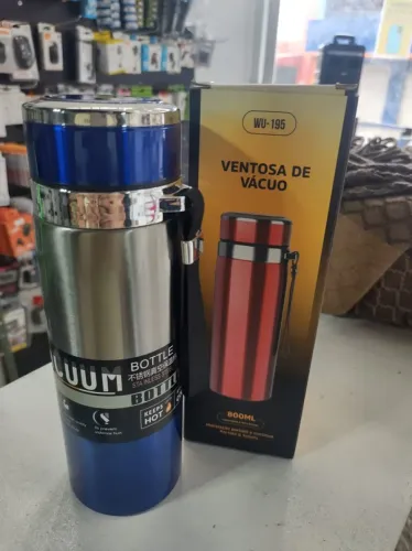 Garrafa Inox 800ml Térmica a Vácuo Azul Alta Qualidade