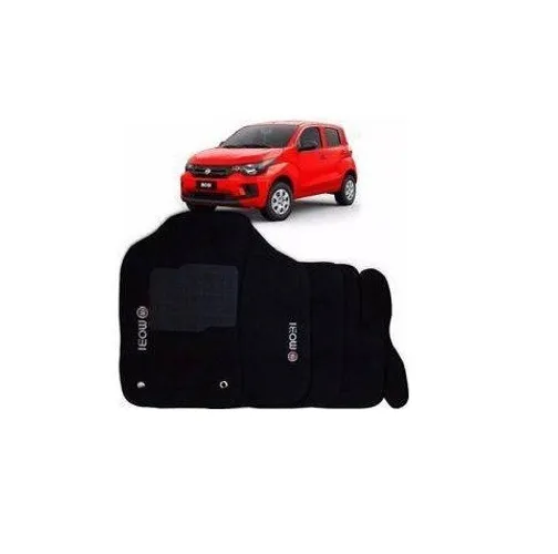 Jogo Tapete wave Fiat Mobi Preto Personalizado Com Logo Bordado 4pcs fdfdd