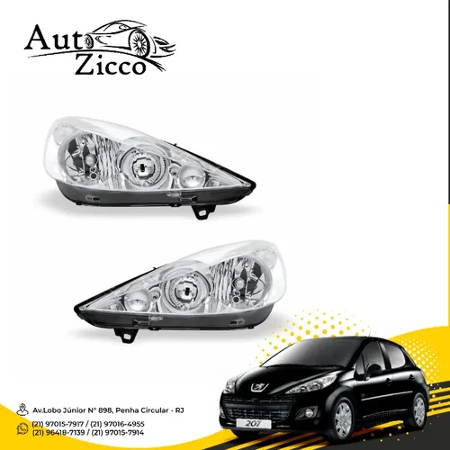 Farol Peugeot 207 2007 à 2014 Cromado