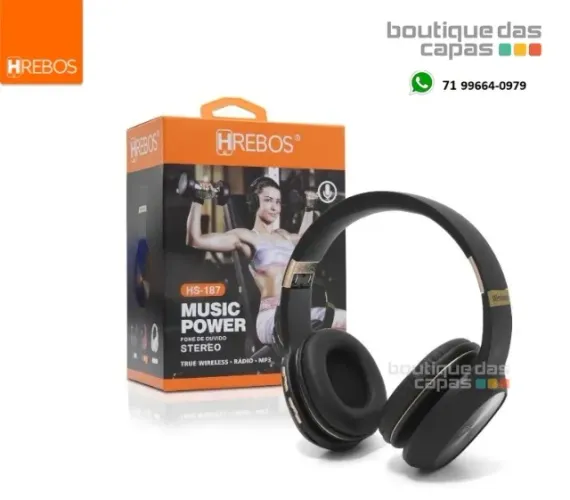 Headphone Fone de ouvido Bluetooth Entrada Sd Rádio Fm Graves HS-187