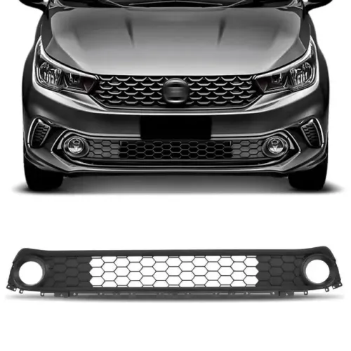 Grade Parachoque Fiat Argo 2018 à 2022 - Preto Texturizado - Furo Farol Auxiliar 