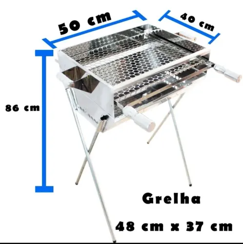 Churrasqueira de Aço Inox 48 cm x 37 cm