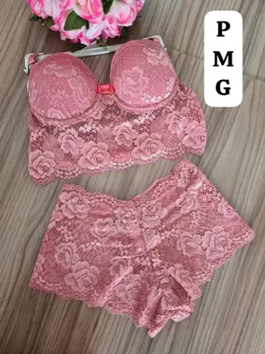 Conjunto lingerie sutiã e calcinha em renda a pronta entrega