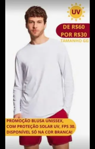 Blusa de Sol Unissex - UV FPS 30 - Branca