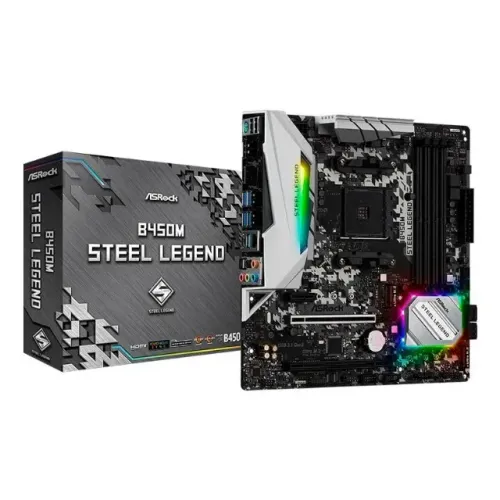Placa Mãe AM4 B450 DDR4 Steel Legend ASRock Br - 1 Ano de Garantia - WZetta