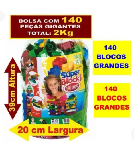 Blocos de montar Super Blocks 140 peças - Gigantes!