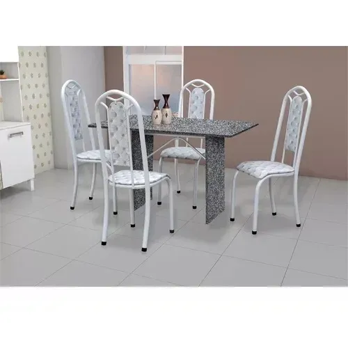 Mesa de cozinha com 4 cadeiras com pés de granito - Entrega e montagem inclusa