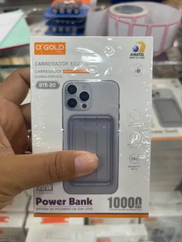 CARREGADOR PORTÁTIL POWER BANK MAGNETICO INDUÇÃO 15W 10.000MAH - AGOLD - BTE-20