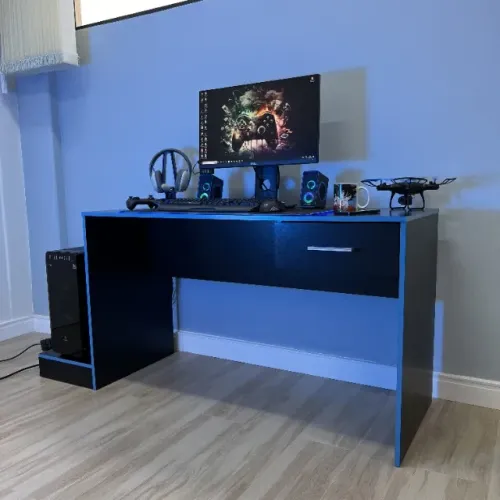 Mesa Gamer NOVA Azul com Preto 