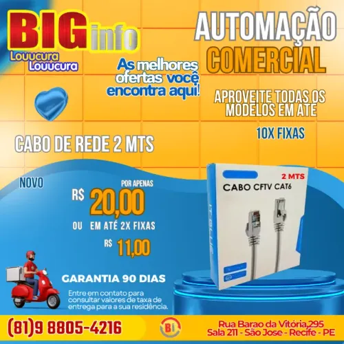 Cabo De Rede 2 metros Alta Velocidade Cat6 Transmissor De Dados