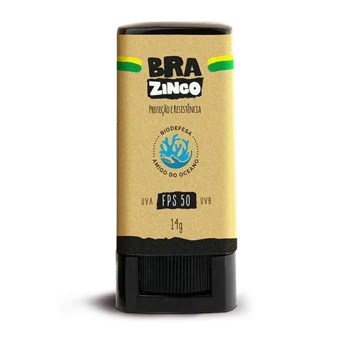 Protetor Solar Bastão Brazinco FPS 50 - Bege Médio e Incolor 14g