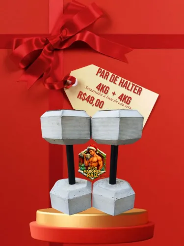 Halteres 4kg Par de Sextavados - Treino de academia em Casa! Peso Maromba Raiz de Recife